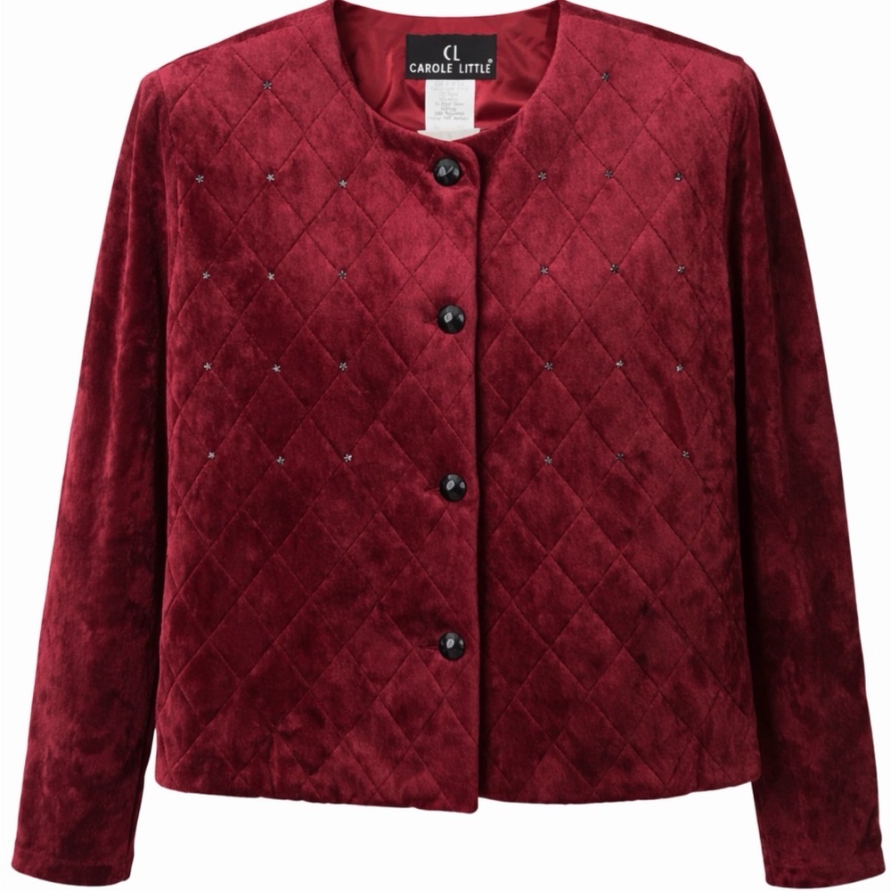 Carole Little Women's Burgundy Quilted Blazer Size 8
